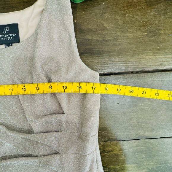 ADRIANNA PAPELL Gold Maxi Glitter Knit Lined Formal Gown Women SZ 14 Champagne - Picture 13 of 15